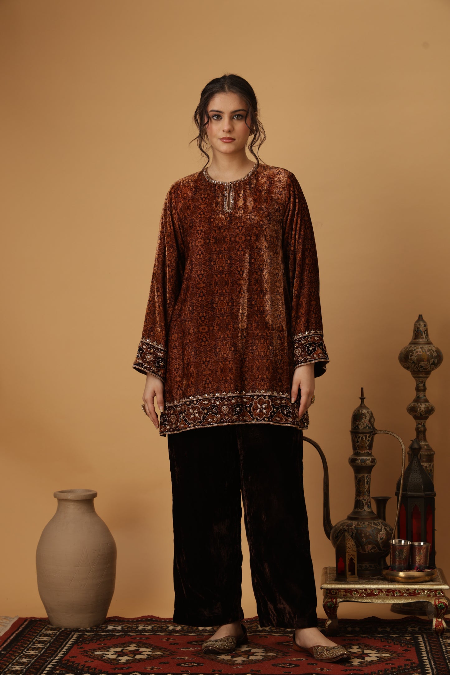 Zar-e-Makhmal Brown Co-ord Set