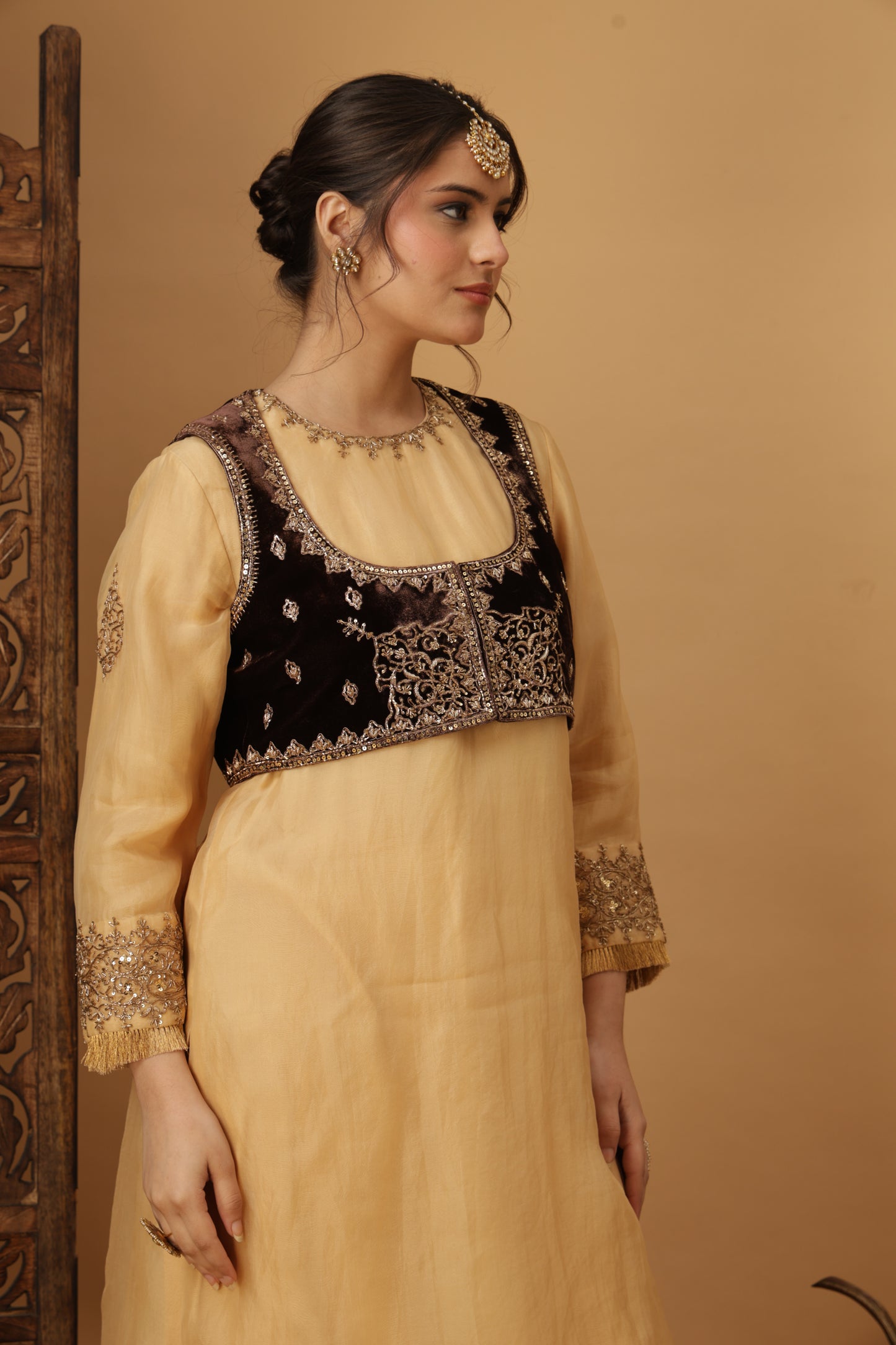 Zar-e-Makhmal Brown Short Jacket