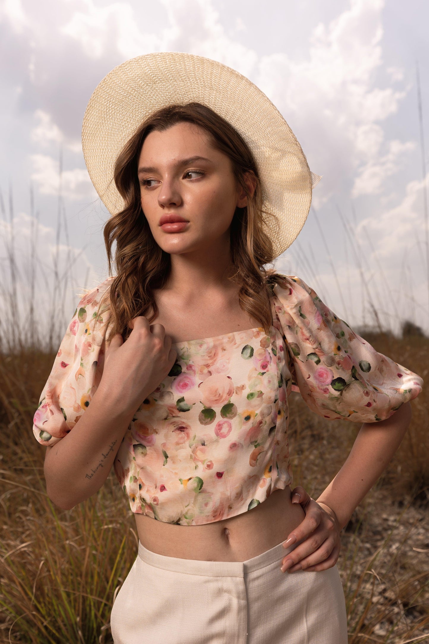 AFRIYA WHISPERING PASTELS FLORAL CROP TOP