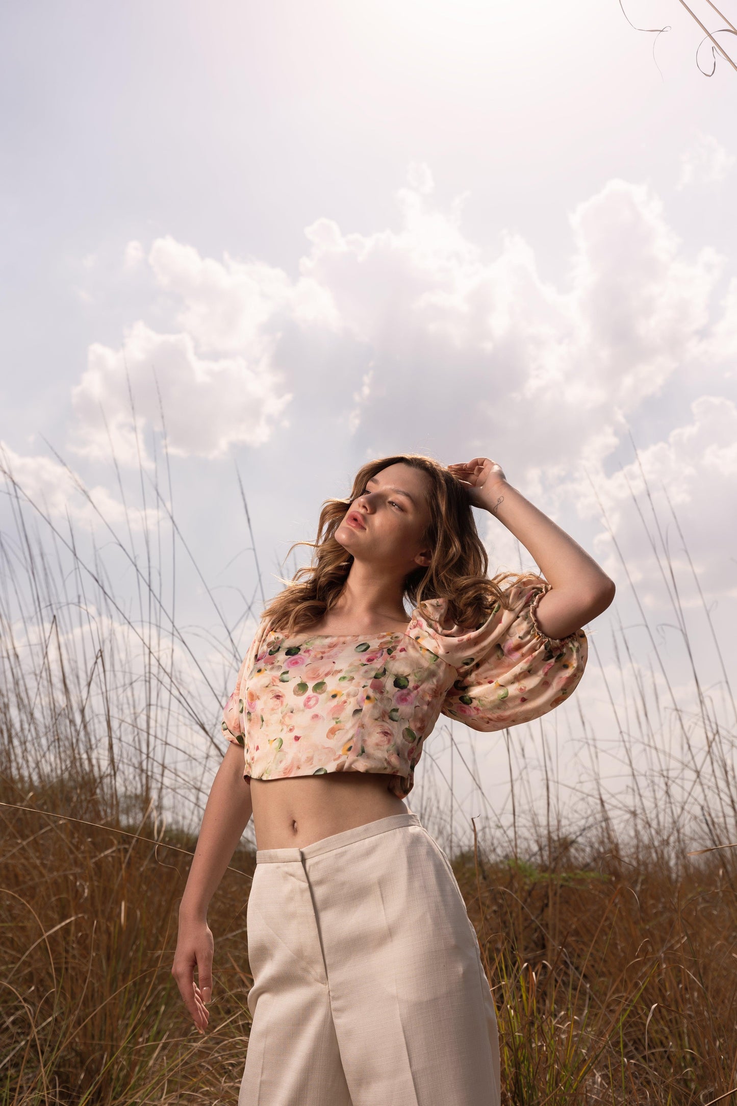 AFRIYA WHISPERING PASTELS FLORAL CROP TOP