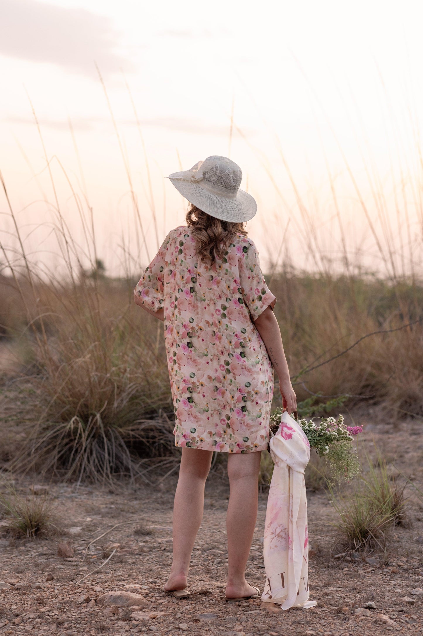 AFRIYA FLORAL WHISPERING PASTELS SHORT DRESS