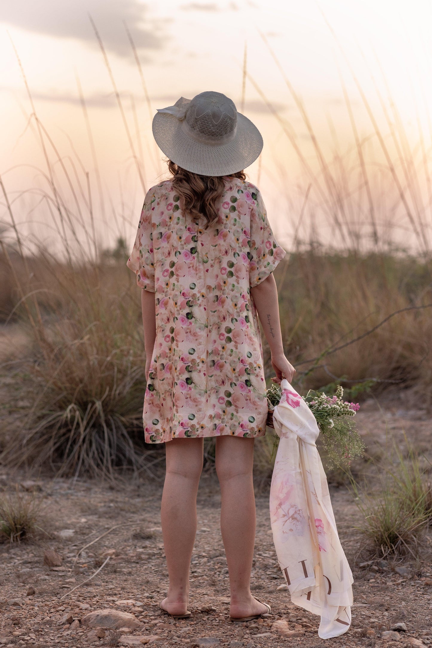AFRIYA FLORAL WHISPERING PASTELS SHORT DRESS