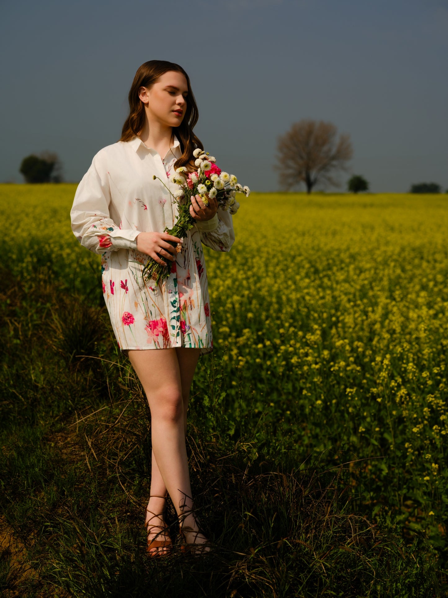 Multi Flower Meadow Long Shirt