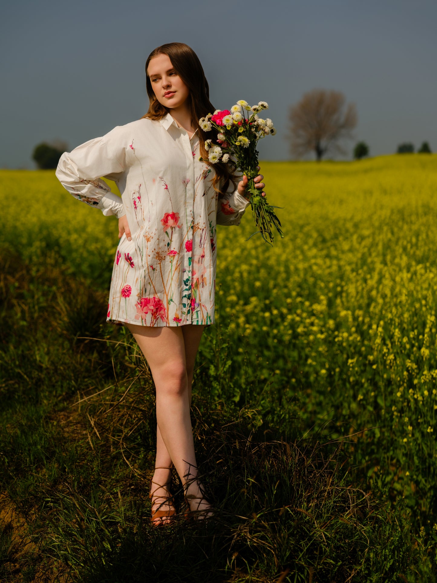 Multi Flower Meadow Long Shirt