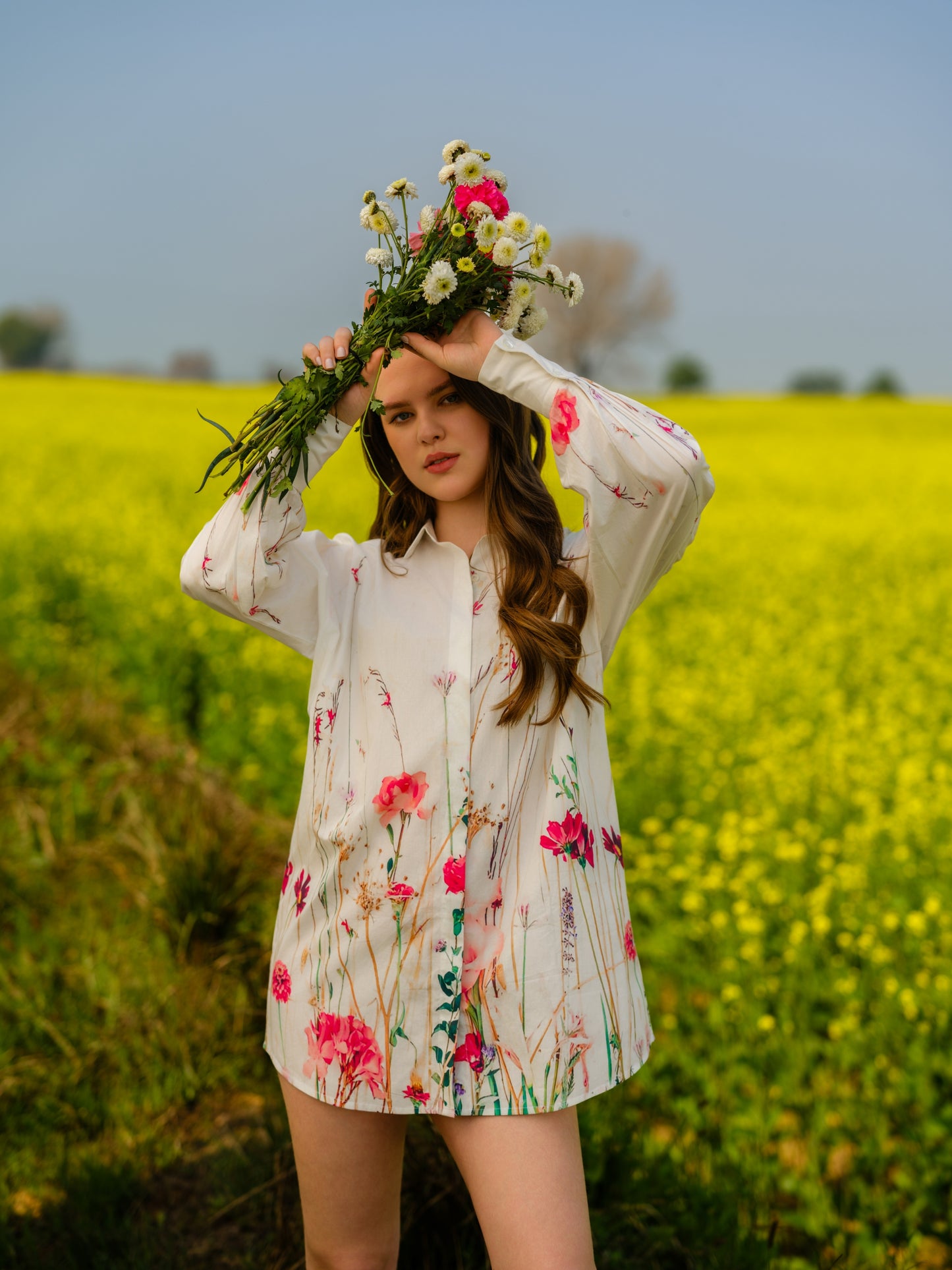 Multi Flower Meadow Long Shirt