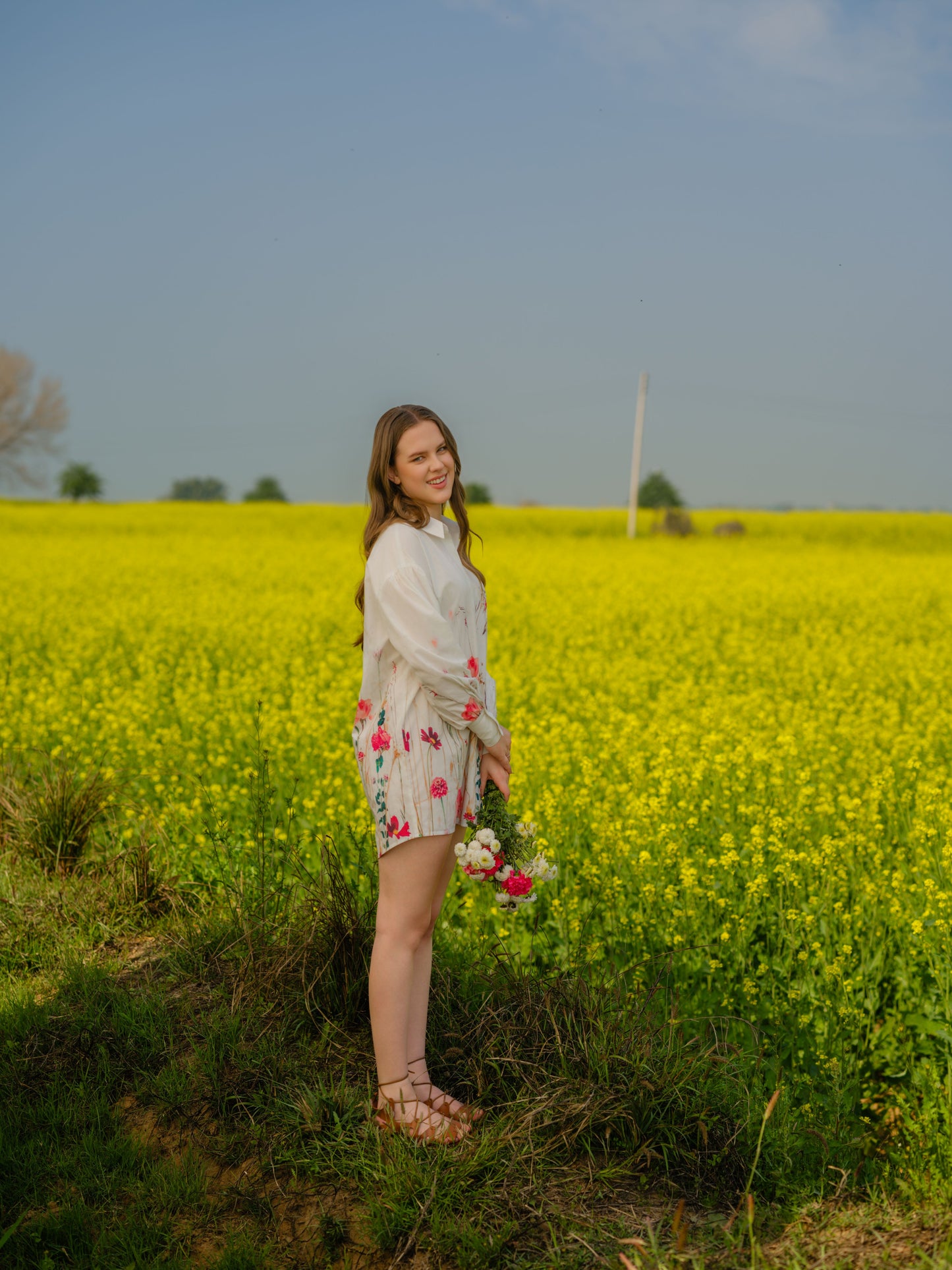 Multi Flower Meadow Long Shirt