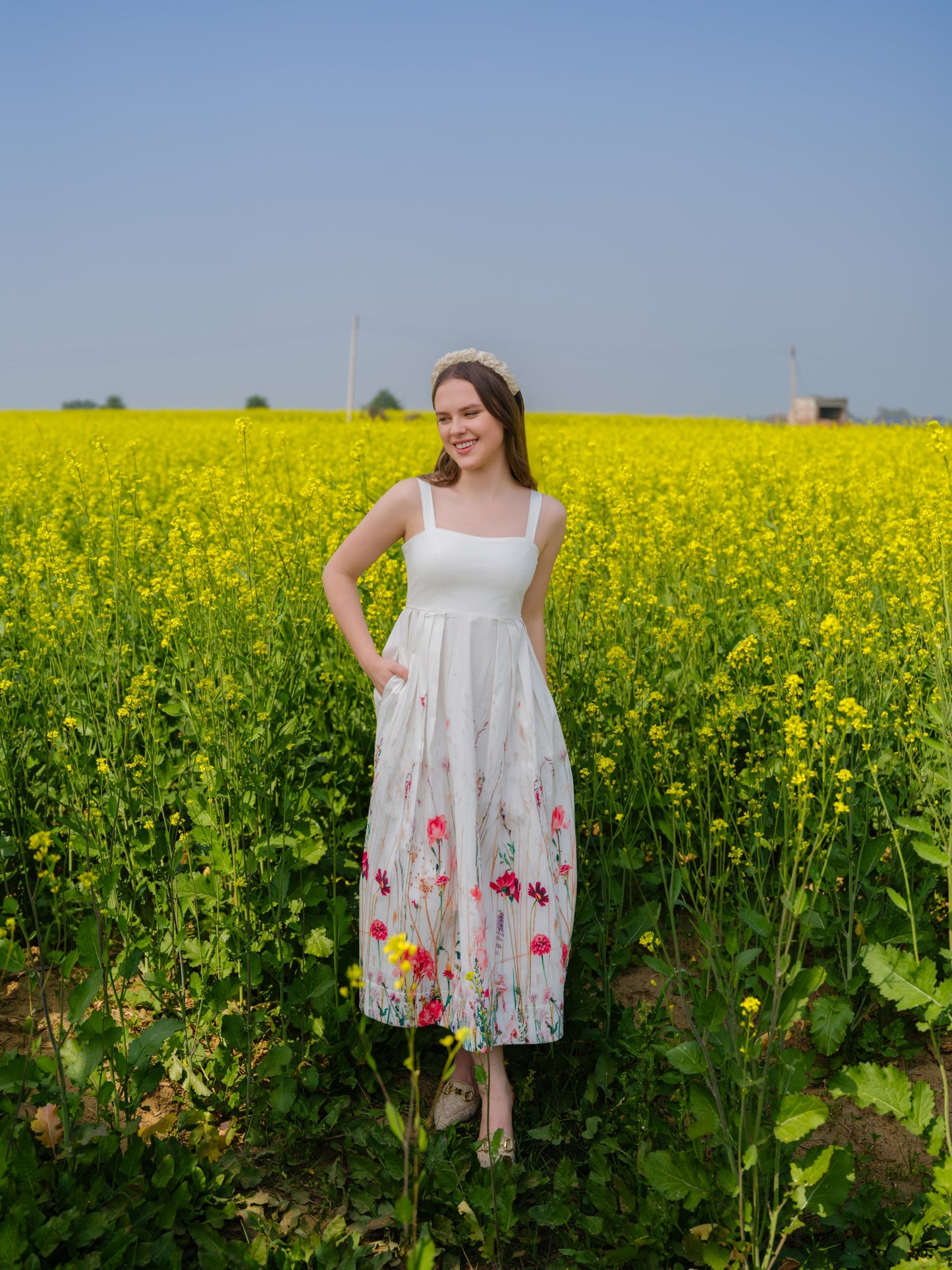 Multi Flower Meadow Long Dress