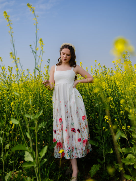 Multi Flower Meadow Long Dress