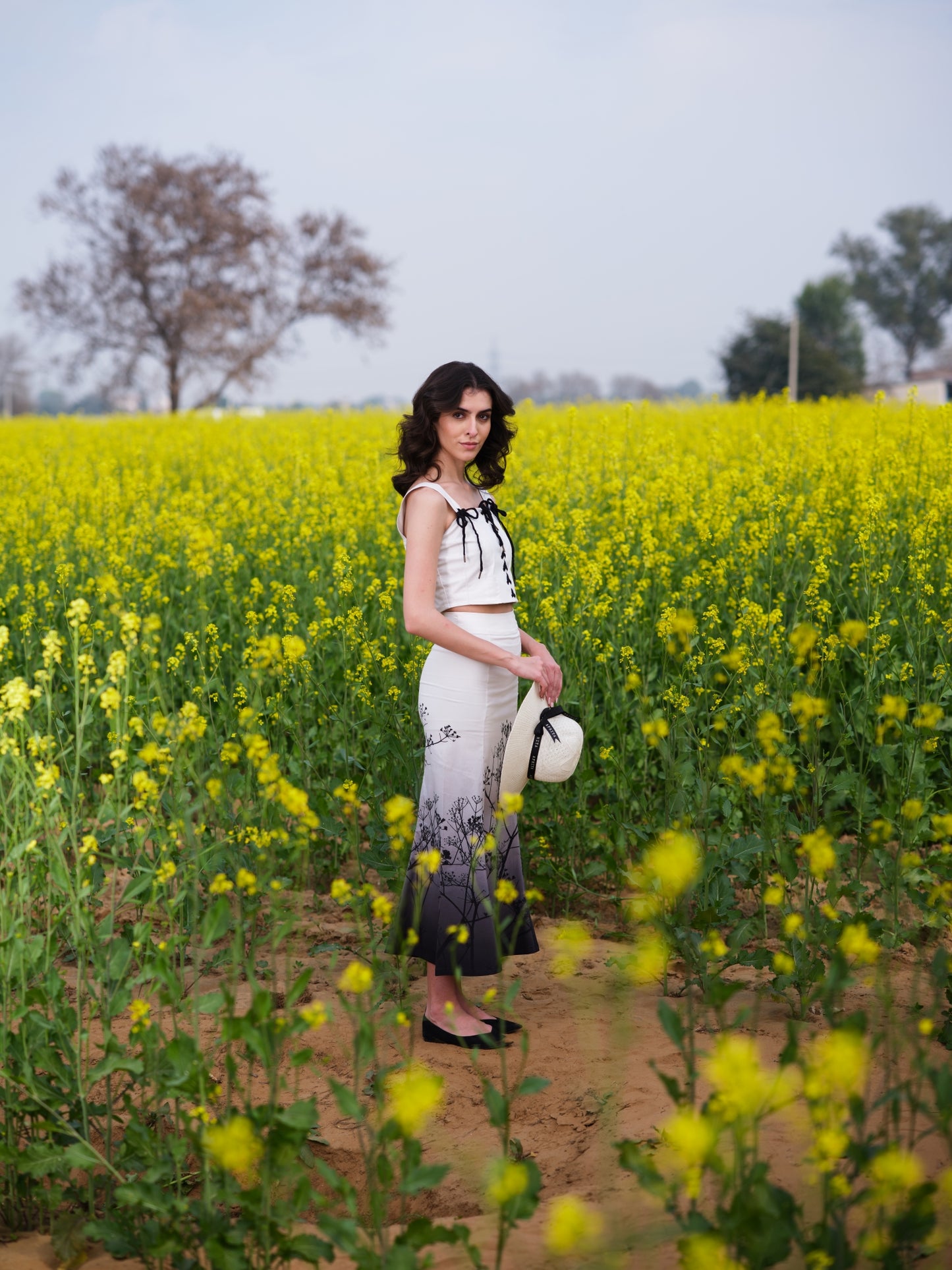Monochrome Meadow Crop Top & Skirt Co-ord