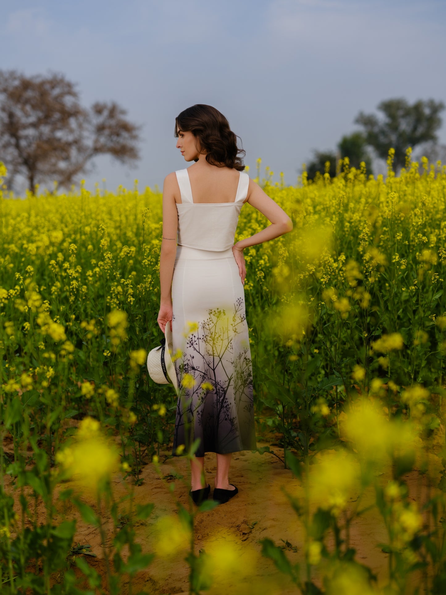 Monochrome Meadow Crop Top