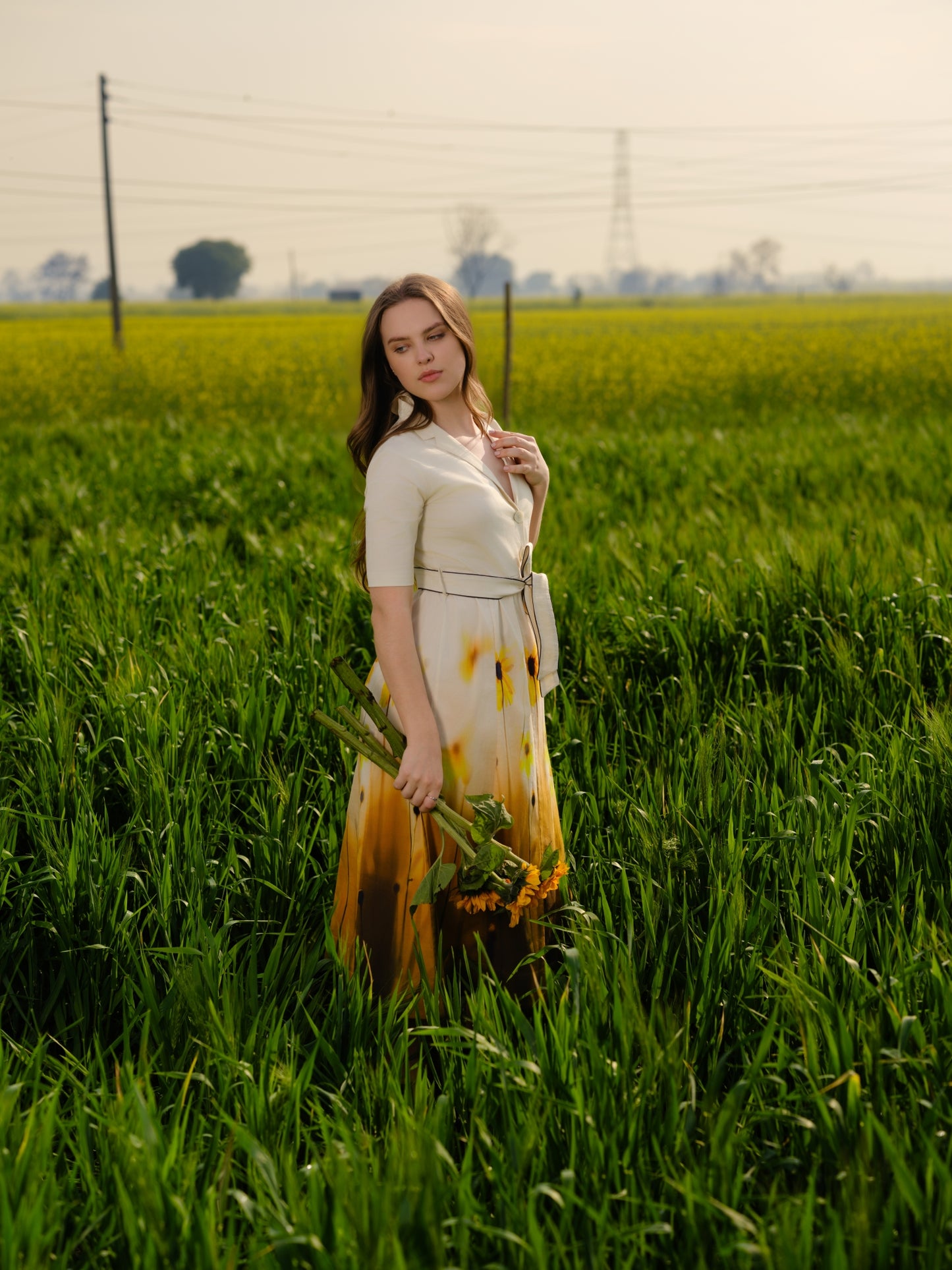 Yellow Meadow Blazer Midi Dress