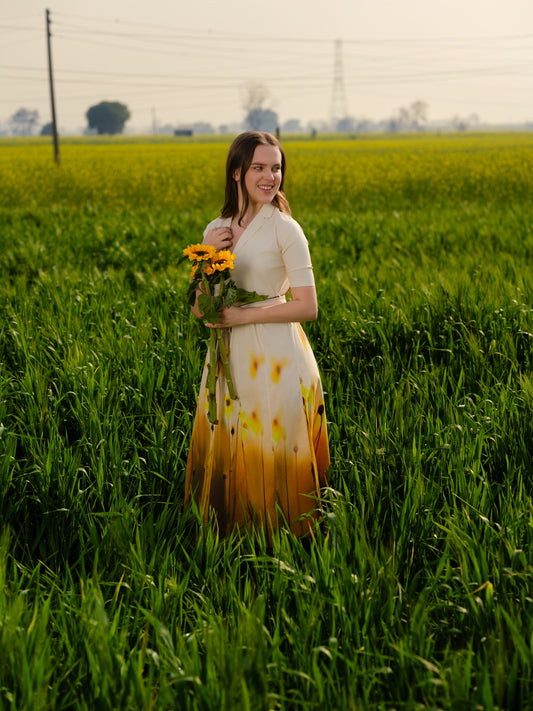 Yellow Meadow Blazer Midi Dress
