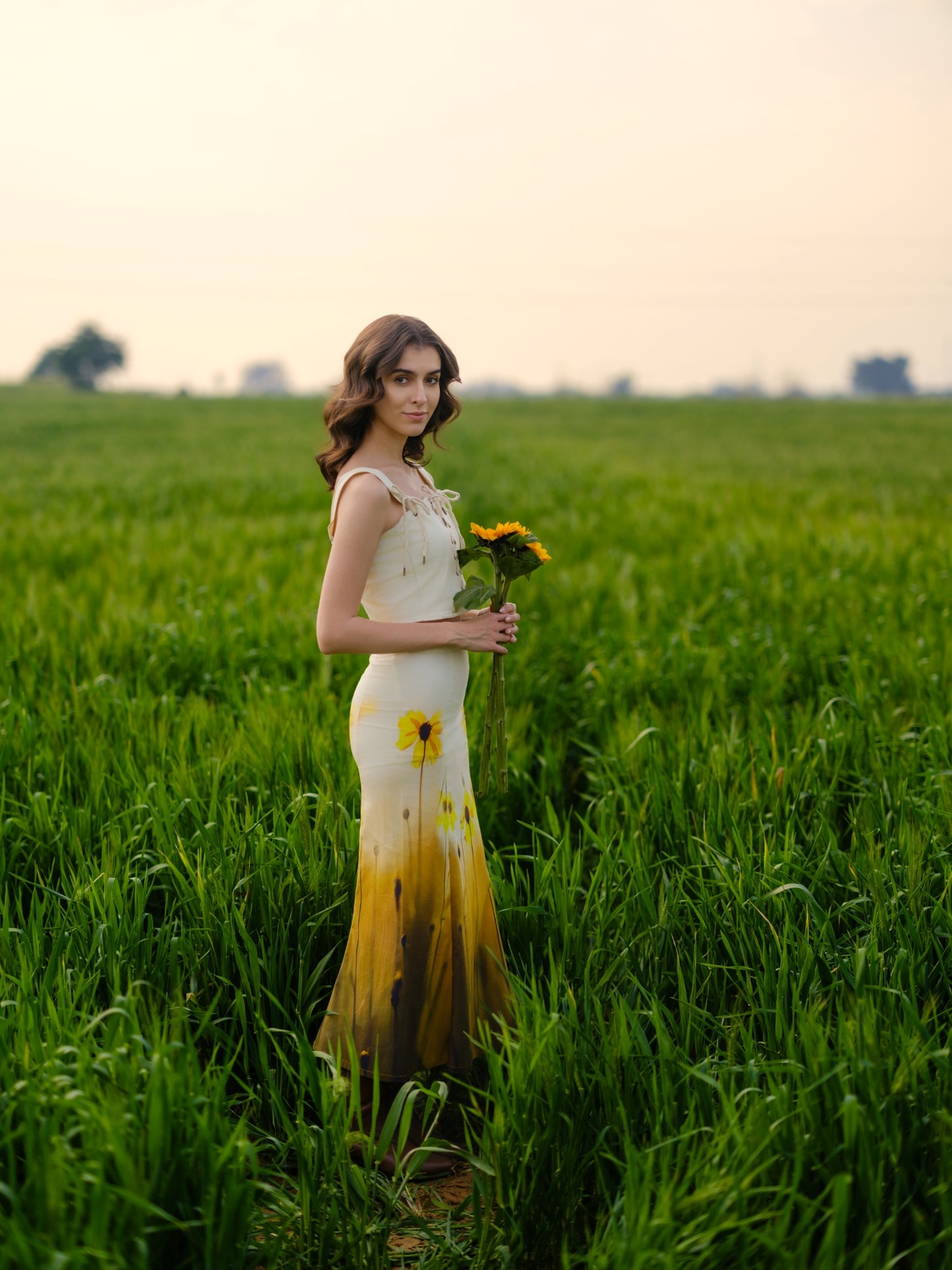Yellow Crop Top & Skirt Co-ord