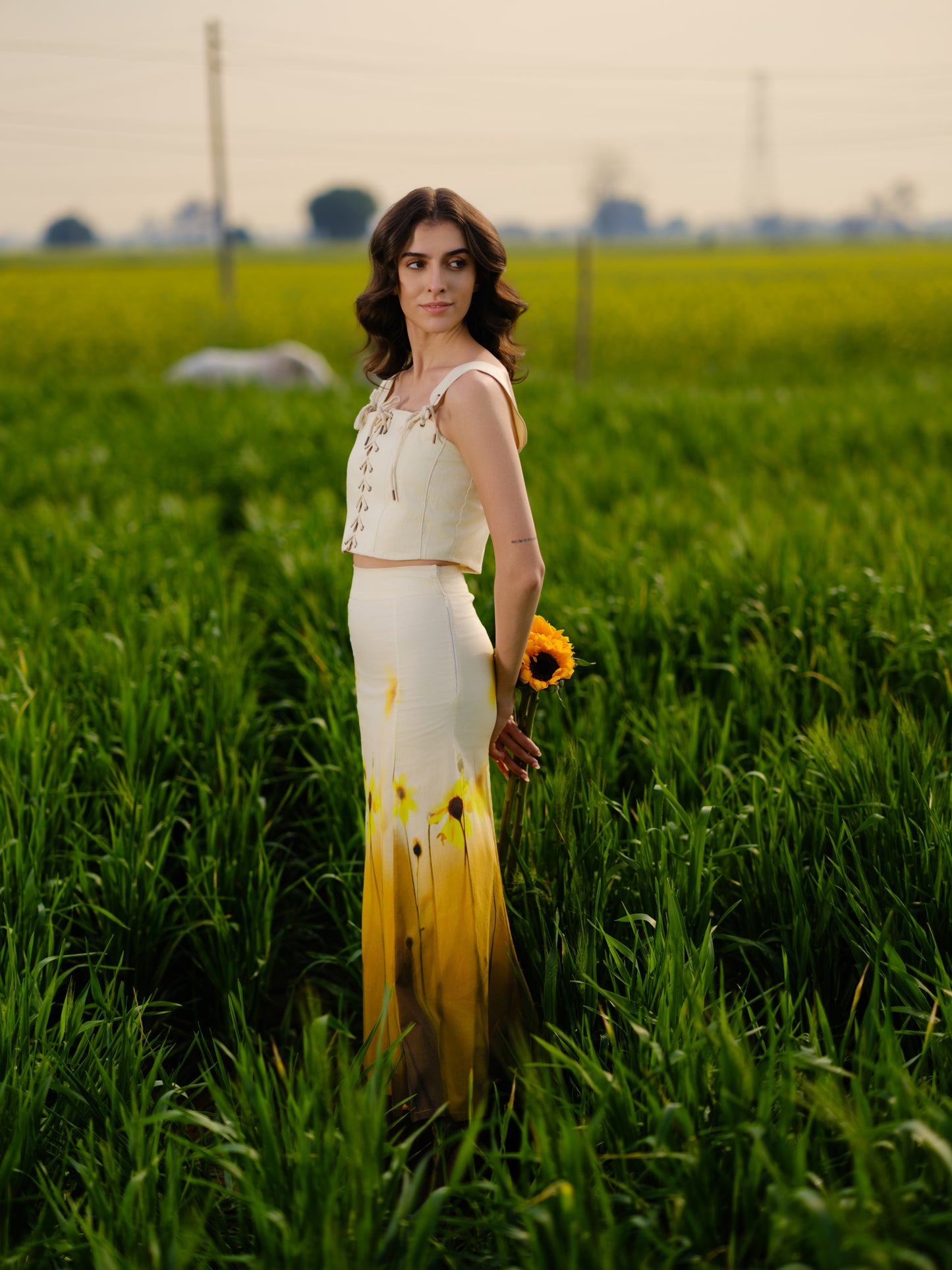 Yellow Crop Top & Skirt Co-ord