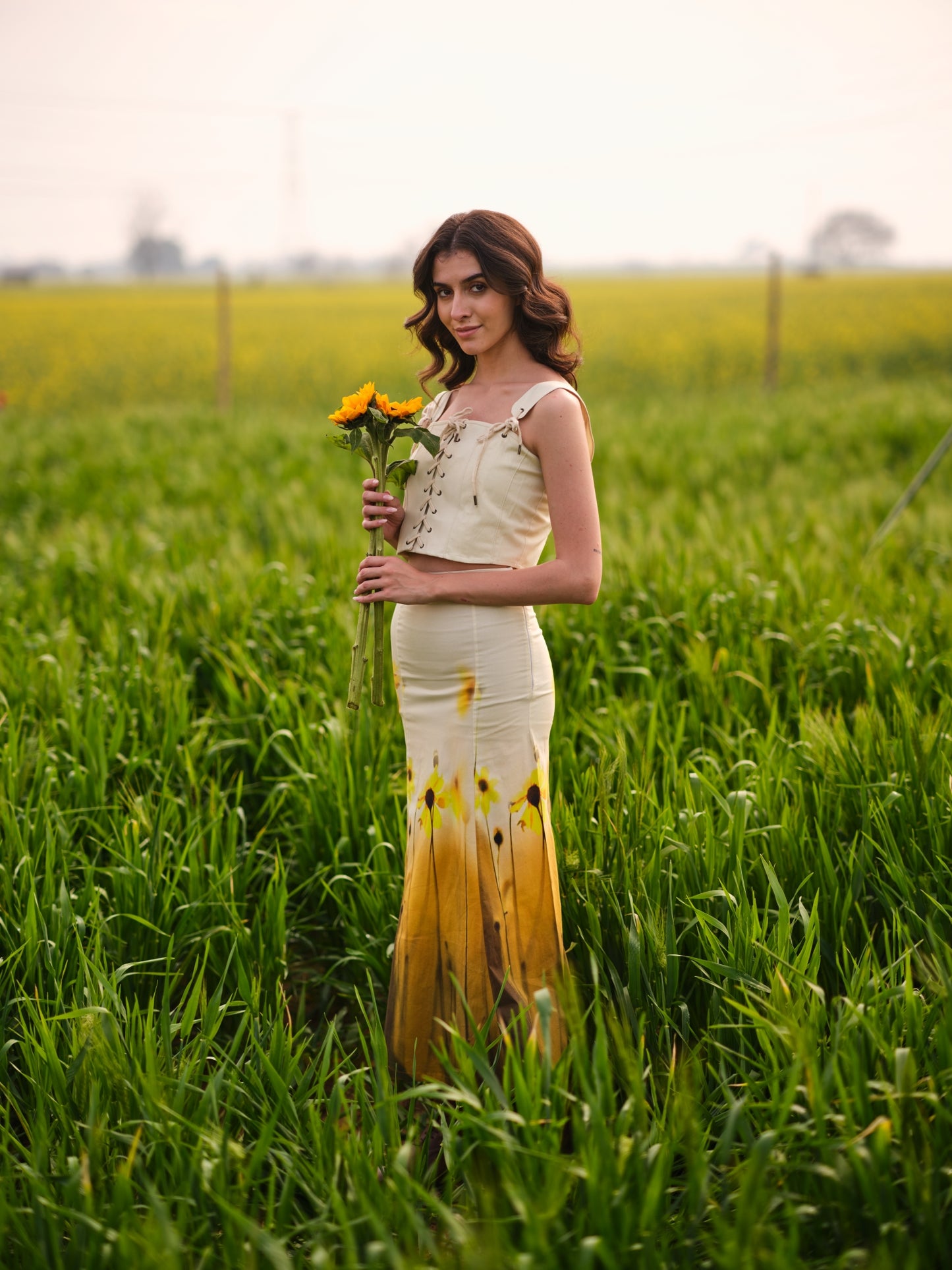 Yellow Meadow Midi Skirt