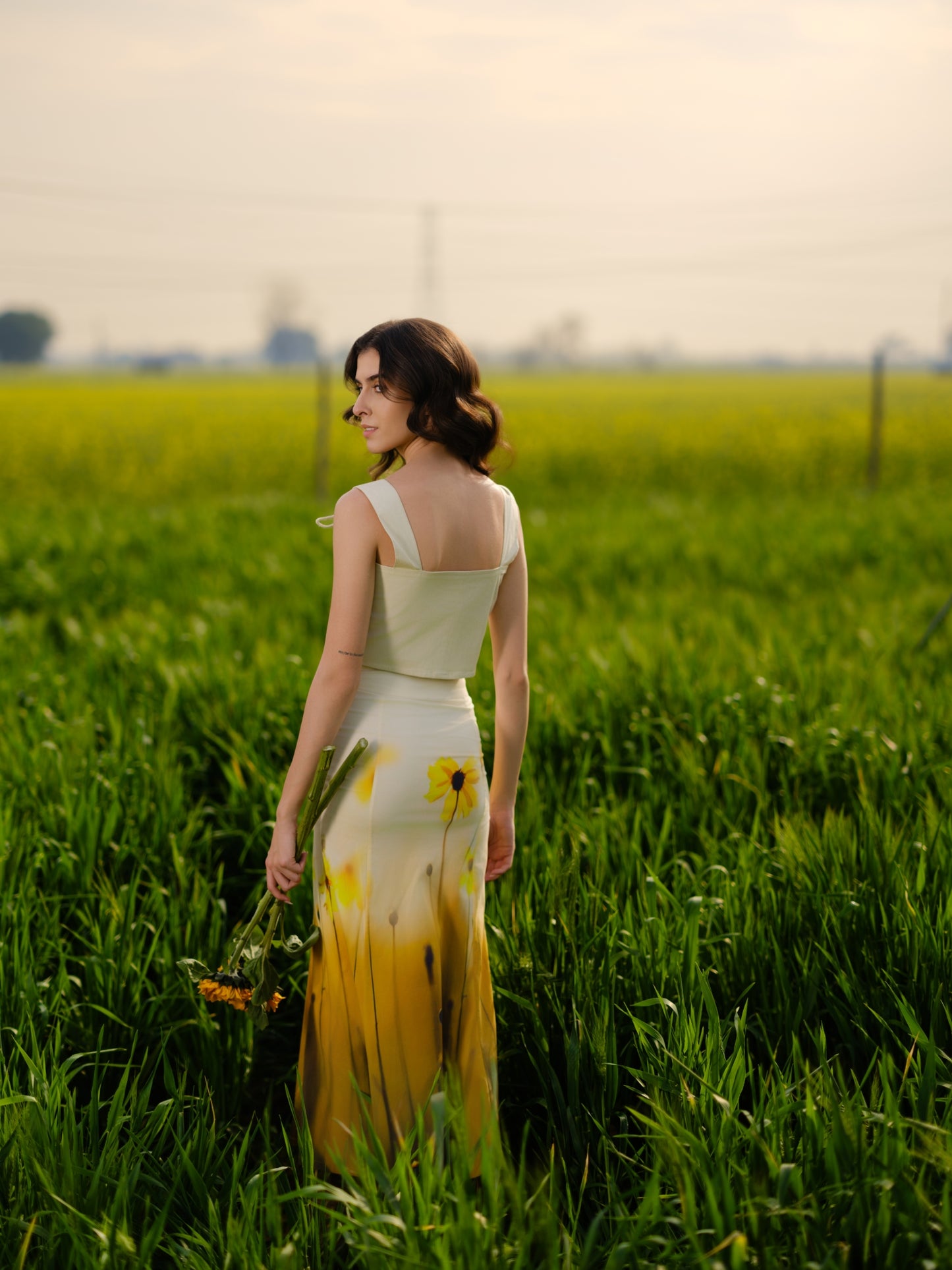 Yellow Crop Top & Skirt Co-ord