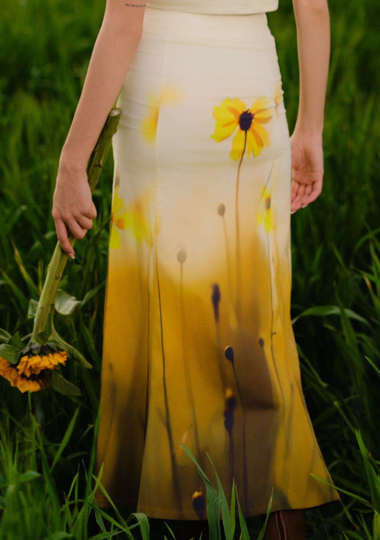 Yellow Crop Top & Skirt Co-ord