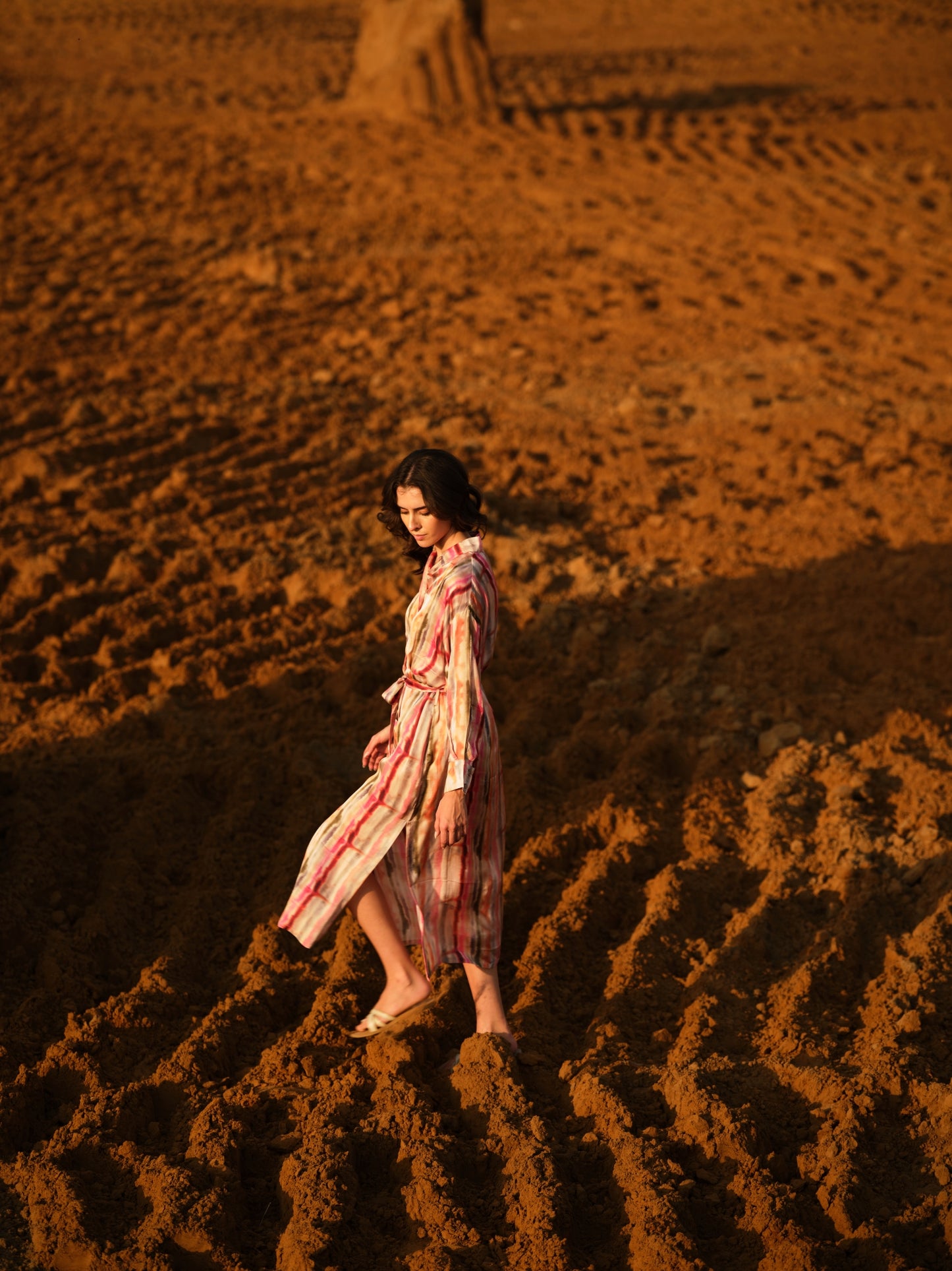 MULTI STRIPES KAFTAN DRESS