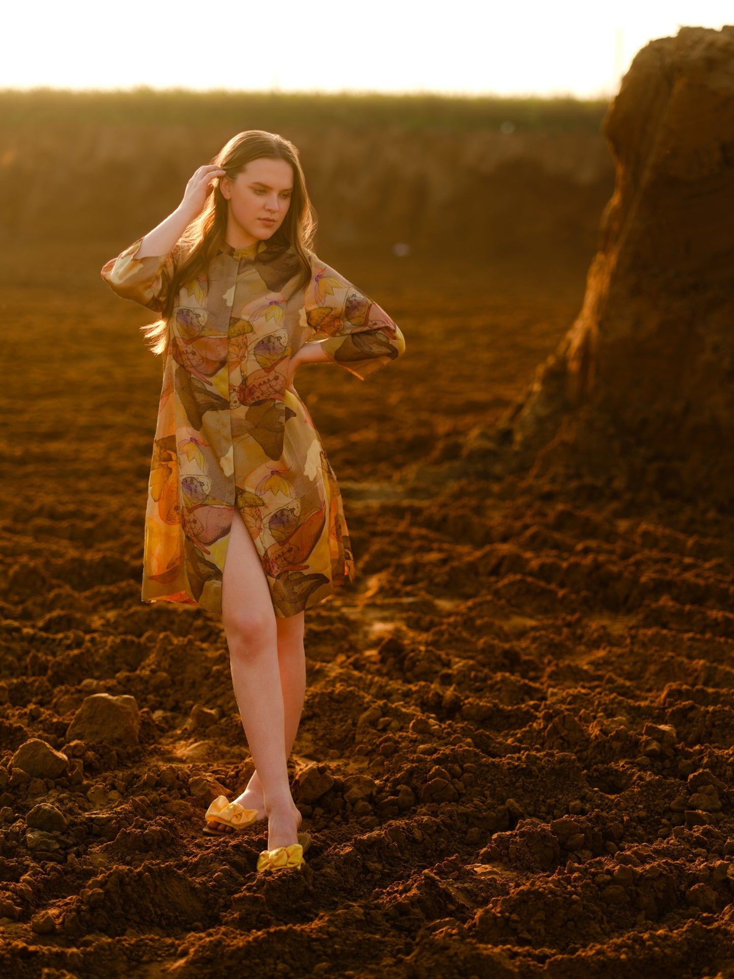 MULTI ABSTRACT SHIRT DRESS