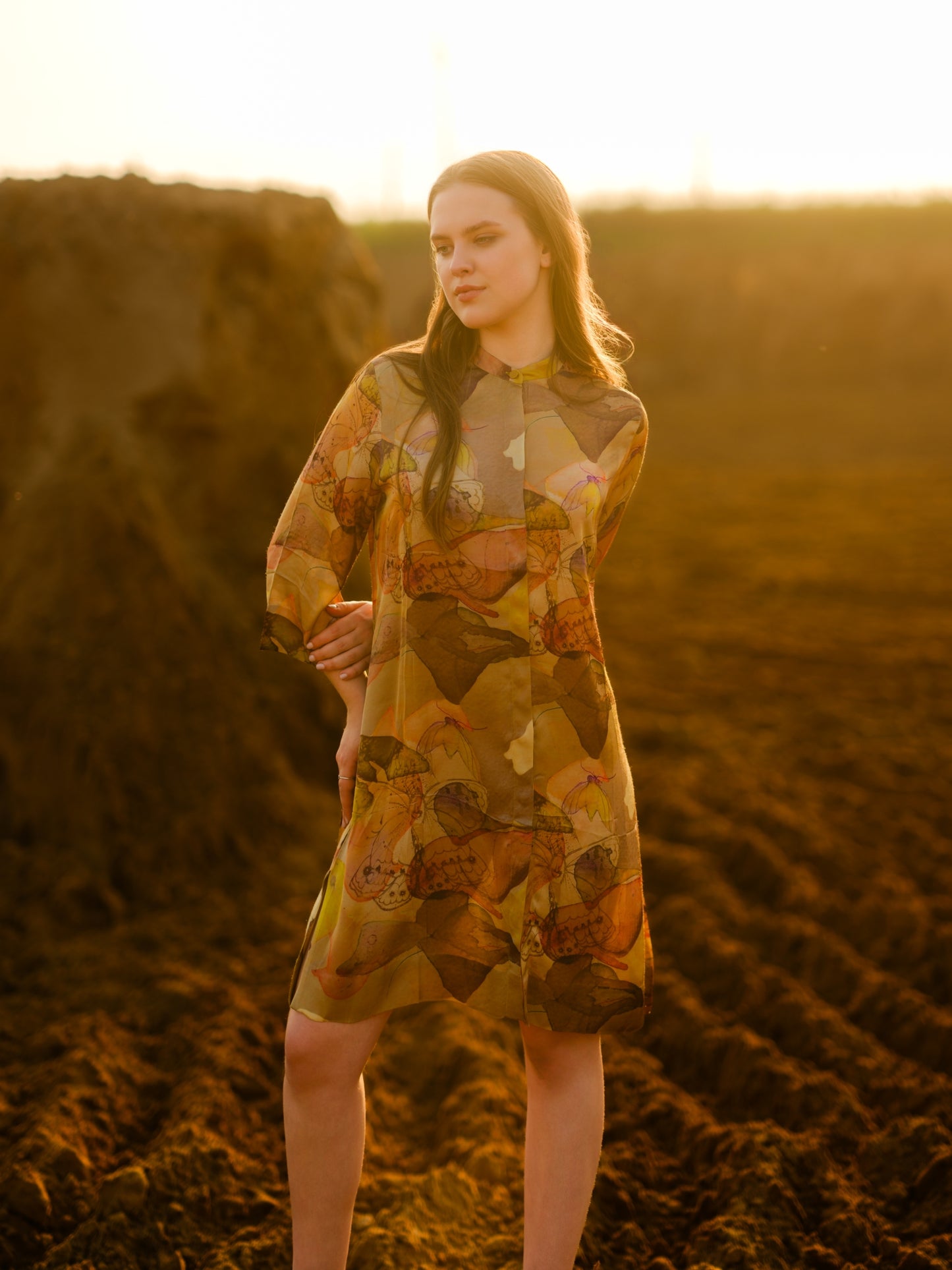 MULTI ABSTRACT SHIRT DRESS