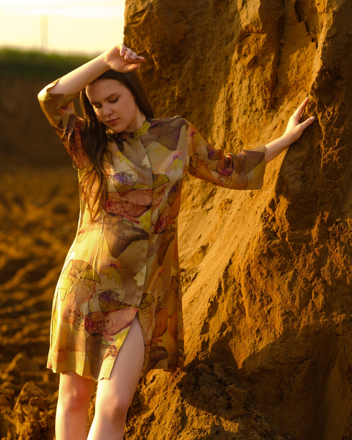 MULTI ABSTRACT SHIRT DRESS