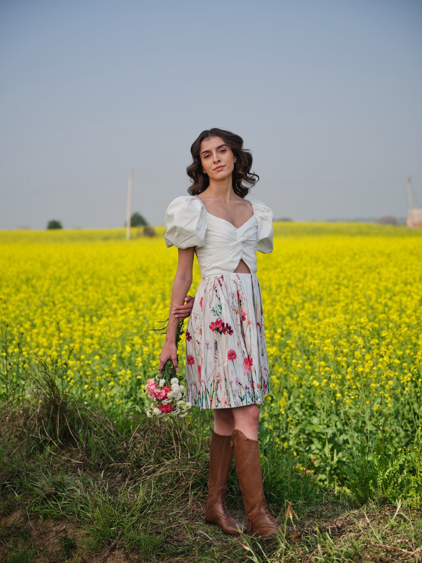 Multi Flower Meadow Short Dress