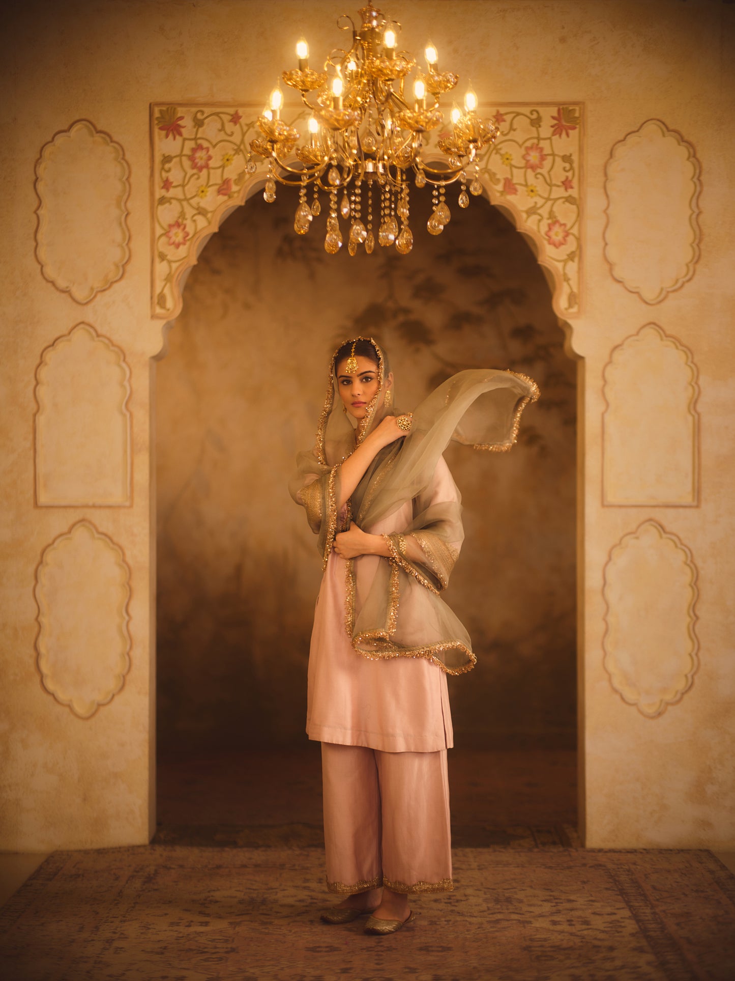 GULBANO PINK V-NECK A-LINE KURTA SET