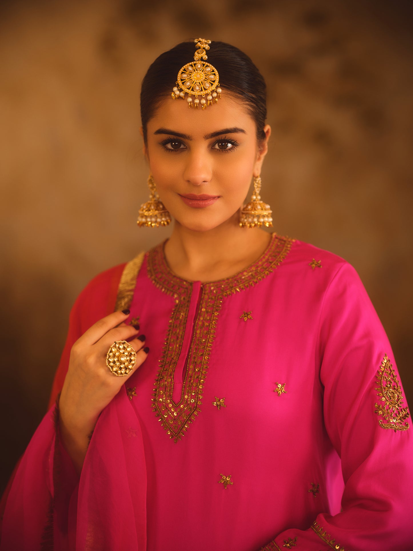 HOOR-E-MAHAL PINK & RED OMBRE KURTA SHARARA SET