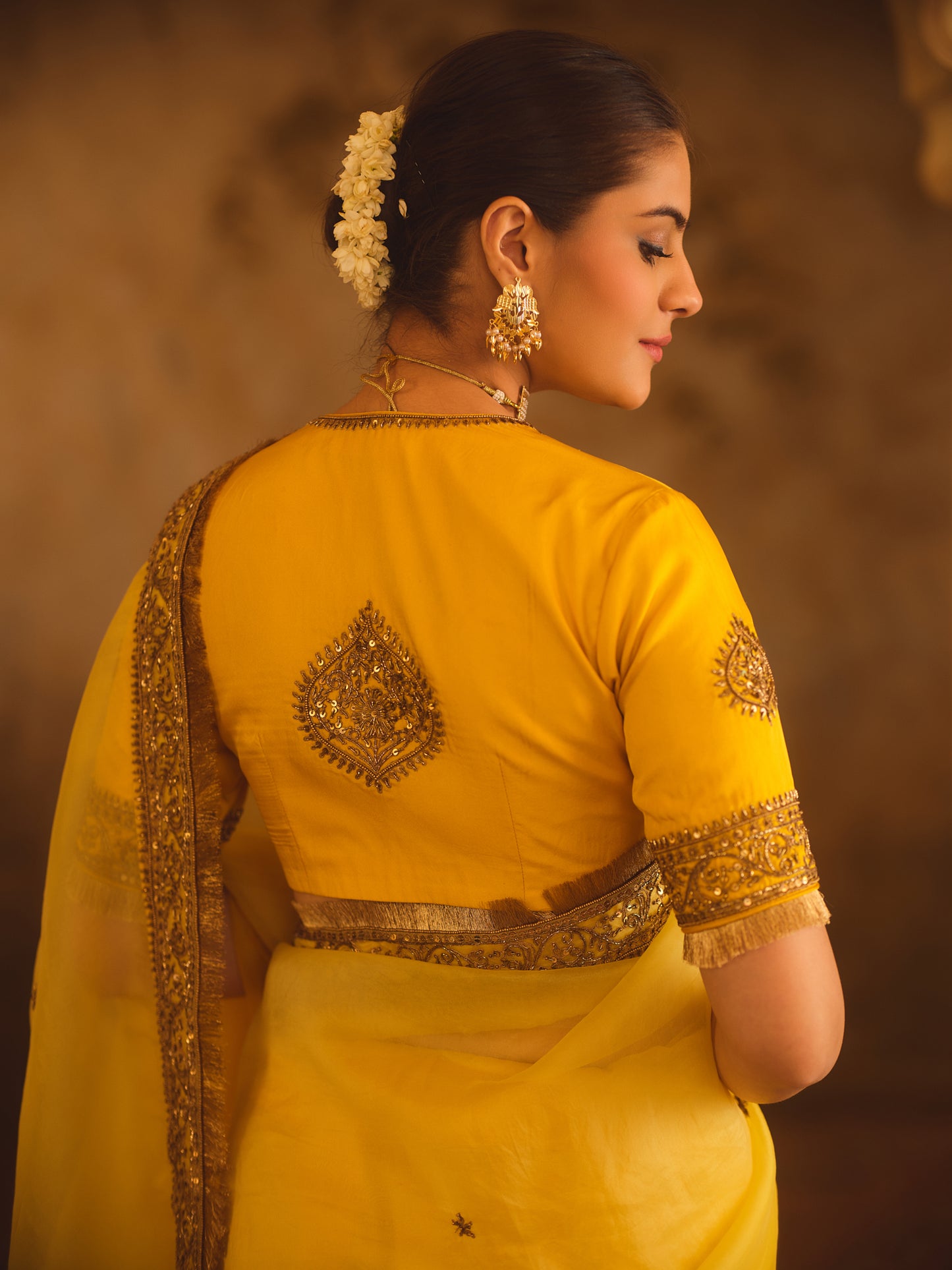 HOOR-E-MAHAL YELLOW OMBRE ORGANZA SAREE
