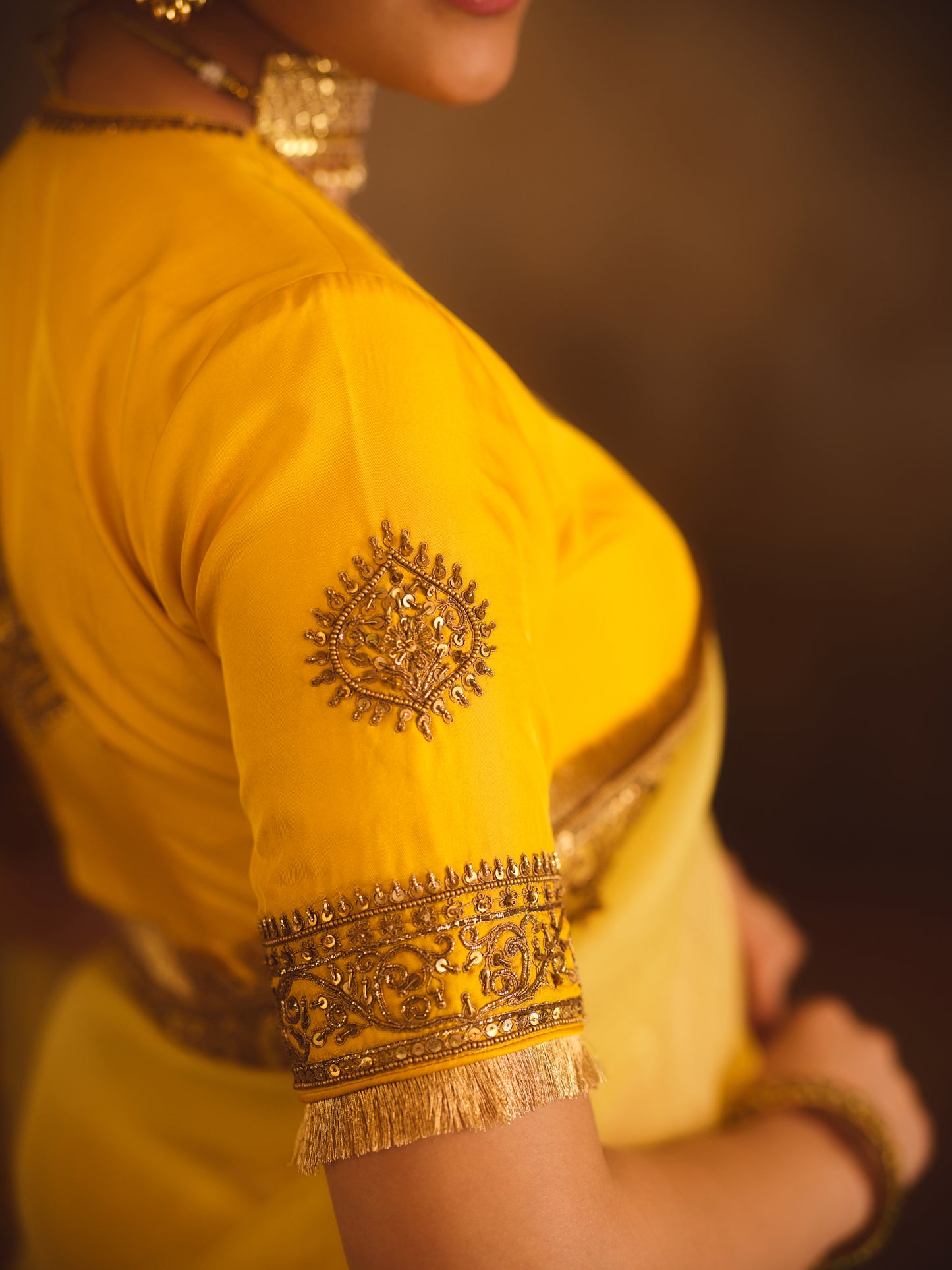 HOOR-E-MAHAL YELLOW OMBRE ORGANZA SAREE