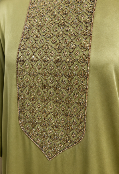 Zarkha Olive Green Kaftan Set