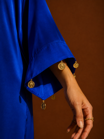 Hoor-e-Mahal Blue & Green Ombre Kaftan Set