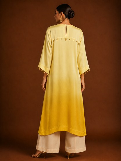 Hoor-e-Mahal Yellow Ombre Kaftan Set