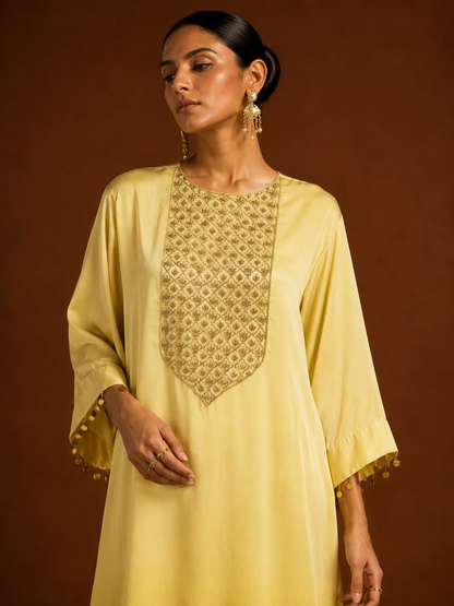 Hoor-e-Mahal Yellow Ombre Kaftan Set