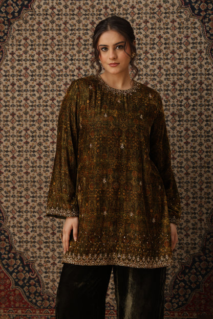 Zar-e-Makhmal Green Co-ord Set
