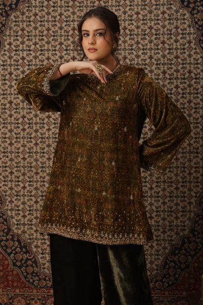 Zar-e-Makhmal Green Co-ord Set