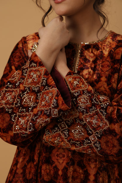 Zar-e-Makhmal Maroon Co-ord Set