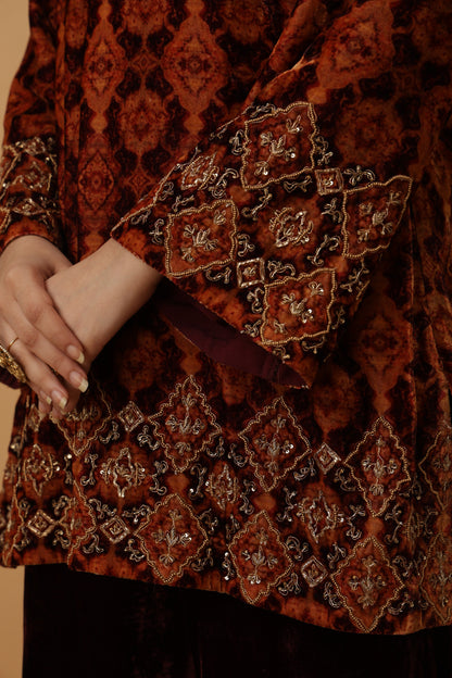 Zar-e-Makhmal Maroon Co-ord Set