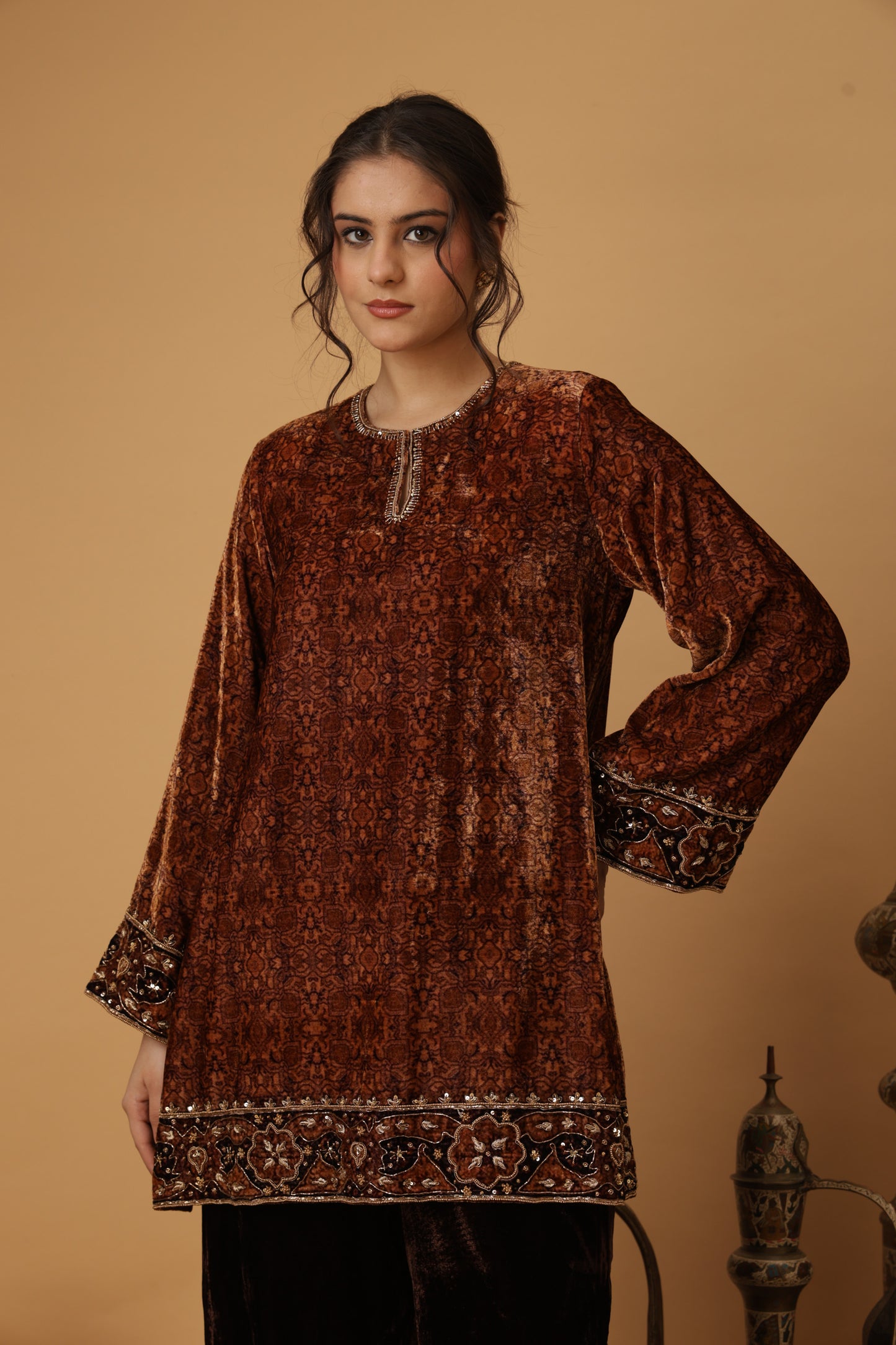 Zar-e-Makhmal Brown Co-ord Set