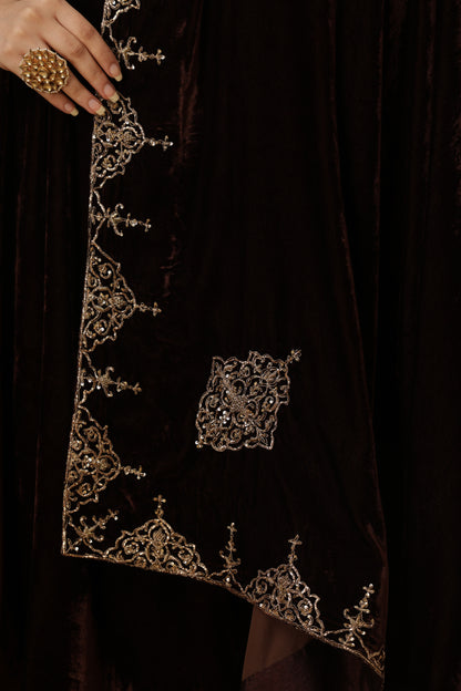 Zar-e-Makhmal Brown Shawl