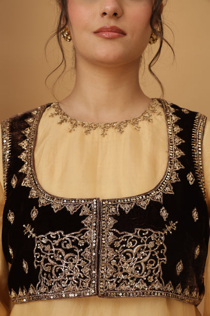 Zar-e-Makhmal Brown Short Jacket