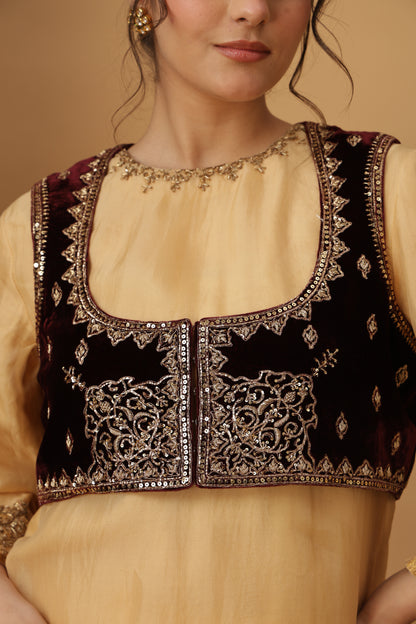 Zar-e-Makhmal Maroon Short Jacket