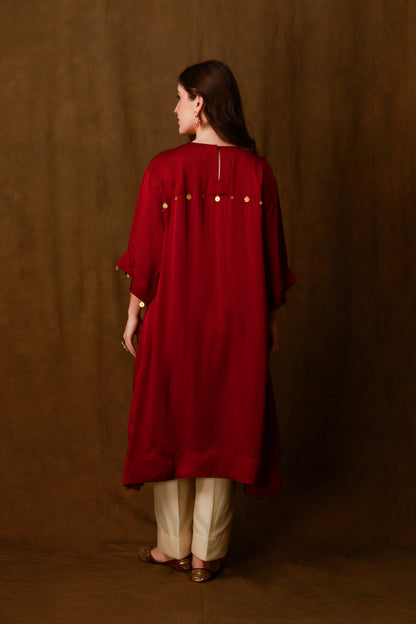 Zarkha Maroon Kaftan Set