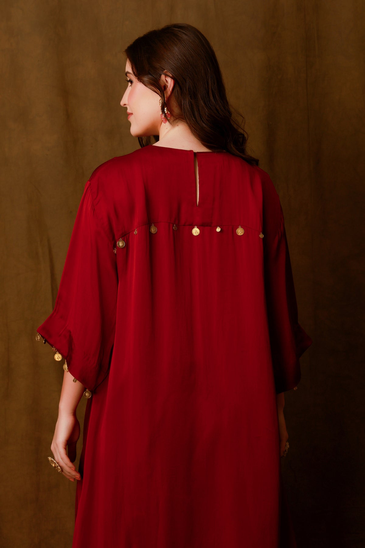 Zarkha Maroon Kaftan Set