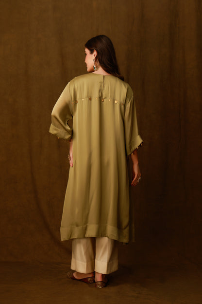 Zarkha Olive Green Kaftan Set