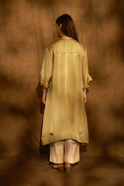 Zarkha Olive Green Kaftan Set