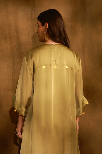Zarkha Olive Green Kaftan Set