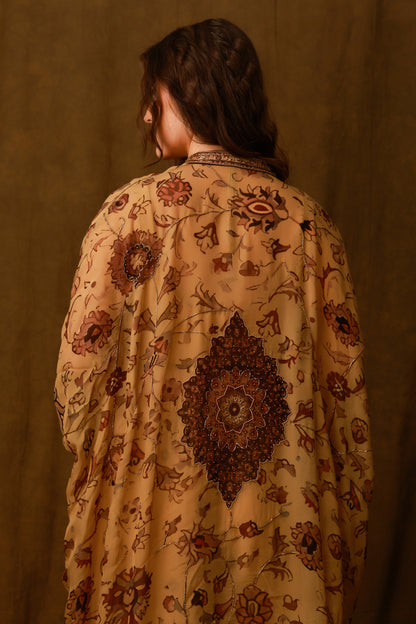 Zarkha Gold Sharara Cape Set