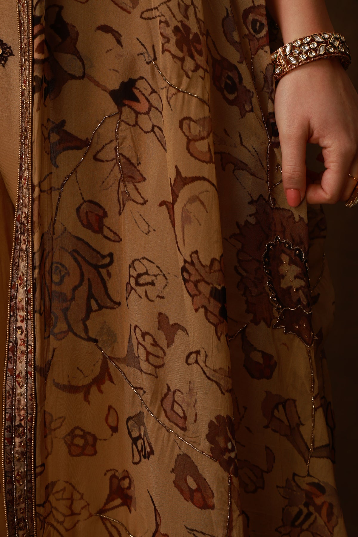 Zarkha Gold Sharara Cape Set