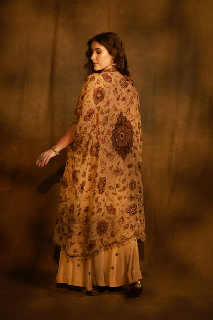 Zarkha Gold Sharara Cape Set